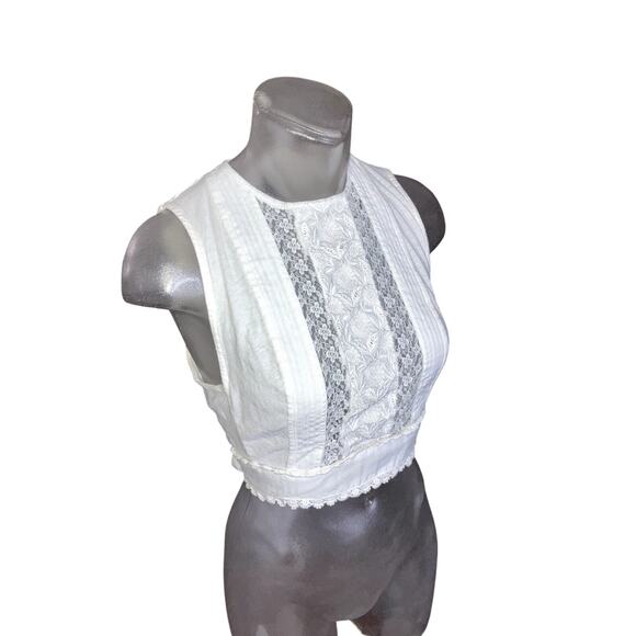 FREE PEOPLE Lace Front Wrap Crop Top ROMANTIC FEMININE SOFT GIRL White Size XS - Picture 1 of 4